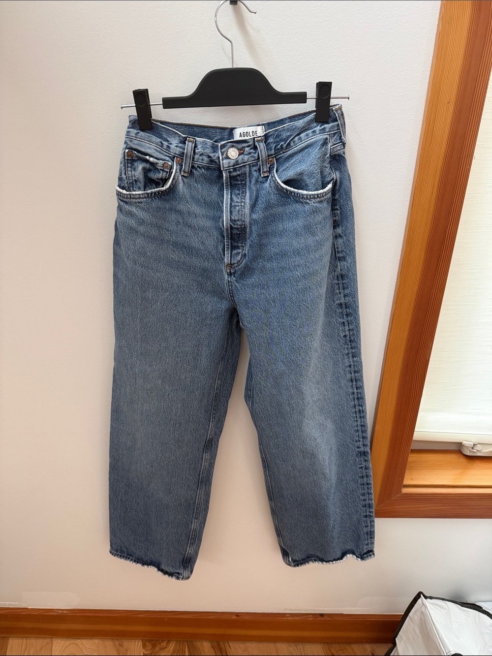Agolde Medium Blue High-Rise Wide Crop Jeans